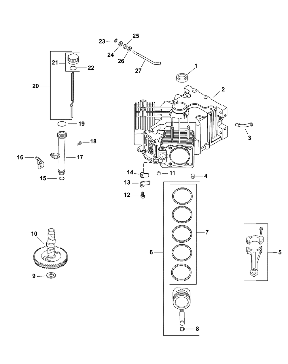 Cv20s-65610 Crankcase Diagram and Parts List for ENFORCER44 53AH3AGF050-20HP Cub Cadet Lawn Tractor